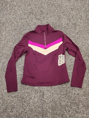 Chaqueta deportiva LOVE SPORTS para mujer grande púrpura rosa 1/4 cremallera bloques de colores elástica nueva con etiquetas Foto 1 de 4