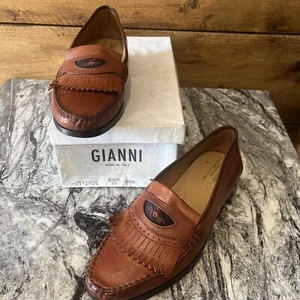 Vintage GIANNI unworn Leather Vero Cuoio Shoes Loafers Size UK 7 Olimpic 273 - Picture 1 of 19