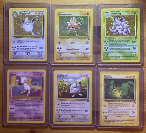 Vintage Pokemon Cards (3) Holo & (3) Black ⭐️Non-Holo Promo Lot (LP-NM 6 Cards) - Picture 1 of 7