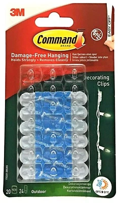20 Command Outdoor Decorating Clips Damage Free Picture Poster Hanging Clips  - Image 1 of 3