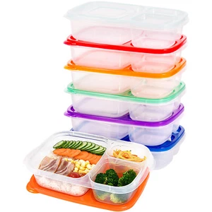 7x 3 Compartment Meal Prep Containers Plastic Food Storage Lunch Box with Lids﹆▵ - Picture 1 of 11