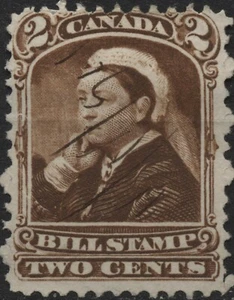 Canada VanDam #FB38 2c brown bill stamp perf 11.5X12 used of 1868 - Picture 1 of 1