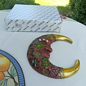 Mondsichel Mosaik Wandrelief 7,75" Wohnzimmer Dekor roter Akzent Skulptur - Bild 1 von 6