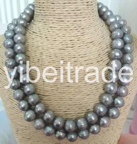 stunning 11-12mm south sea baroque grey pearl necklace 38inch 14k - Image 1 of 1