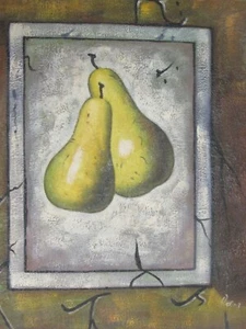 pears pear oil painting canvas modern abstract original kitchen minimal art - Picture 1 of 1