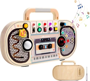 Busy Board Montessori Toys for Toddlers, Wooden Sensory Toys with LED Light, Swi - Picture 1 of 12