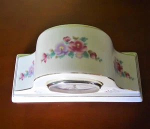 VTG Godinger Mantel Clock Porcelain Cream & Multi color Floral Design Gold Trim - Picture 1 of 10