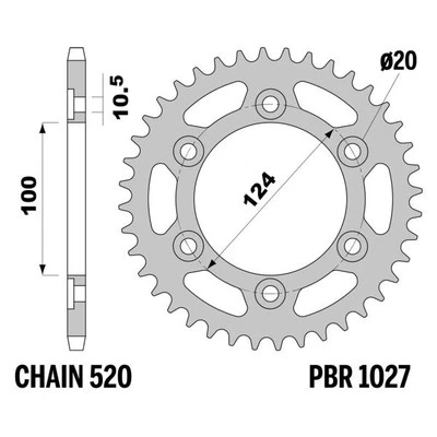 Corona PBR Z45 denti passo 520 in Acciaio Ducati Super Sport 800 2003-2005 - Изображение 1 из 4