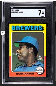 HANK AARON 1975 TOPPS SGC 7 ! *FRESHLY GRADED ! *DEAD CENTERED ! *STAINLESS BACK - Picture 1 of 2