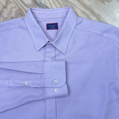 Camisa Untuckit de algodão macio sem rugas tamanho XXL rosa casual preppy - Imagem 1 de 4