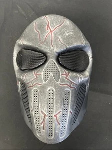 2014 Black And Chrome Skull Face Mask With Eye Shields - Picture 1 of 6