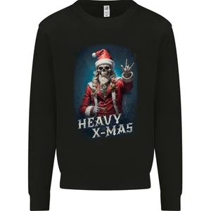 Heavy Christmas Rock n Roll Xmas Skull Metal Kids Sweatshirt Jumper - Picture 1 of 2