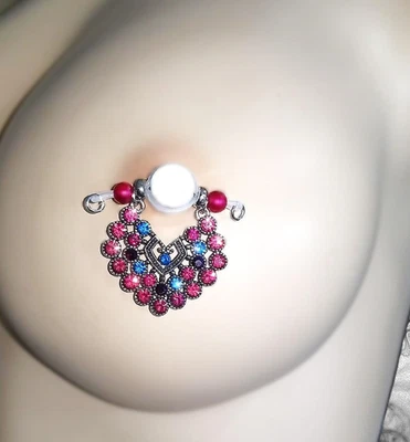 Par de herraduras de diamantes de imitación barra falsa - joyería para pezones SIN PIERCINGS - B-081 Foto 1 de 4