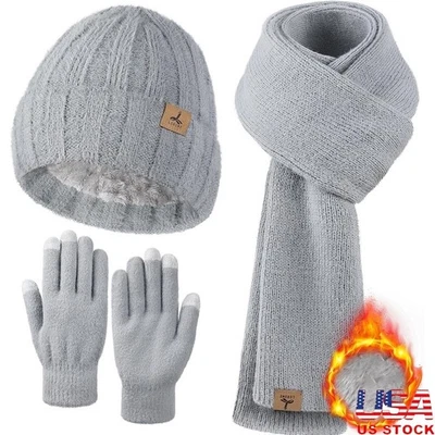 Cachemira Invierno Sombrero Bufanda Guantes Conjunto Mujeres Suave Cálido Pantalla Táctil Accesorios Nuevo Foto 1 de 4