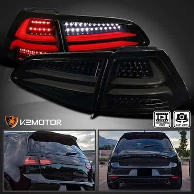 Black/Smoke Fits 2015-2017 Volkswagen Golf GTI LED Tube Tail Lights Brake Lamps - Изображение 1 из 4