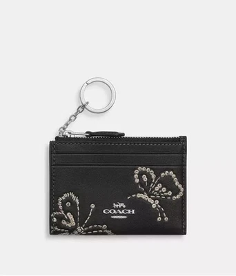 Coach Outlet Mini Skinny ID Case - Butterfly Print CCM78 SV/BK Silver/Black - Image 1 of 2