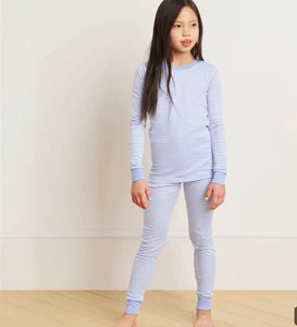 LAKE Kids Long-Long Pajama Set in Hydrangea Pima Cotton Size 10 - Picture 1 of 6