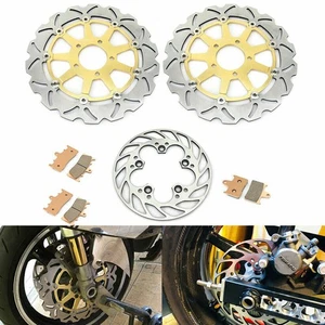 2 Front 1 Rear Brake Rotors Discs Pads for Suzuki GSXR 1000 GSX-R 1000 2001 2002 - Bild 1 von 13