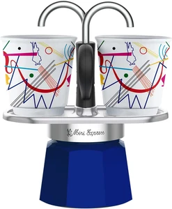 Mini Moka Set Includes Coffee Maker 2-Cups (2.8 Oz) + 2 Shot Glasses, Light Blue - Picture 1 of 12