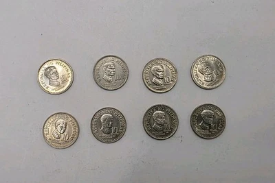 Philippines 1975-1982 10 Sentimos Ang Bagong Lipunan.Complete Year.8pcs.All UNC. - Image 1 of 3