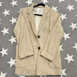 H&M Long Jacket Women's Blazer in Beige Size XS - Picture 1 of 2