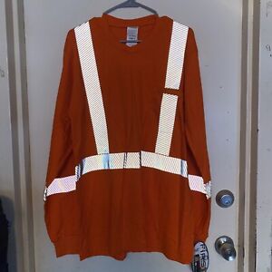 Rasco FR FR03100H Hi-Vis Long Sleeve Shirt with Segmented Trim Orange Large