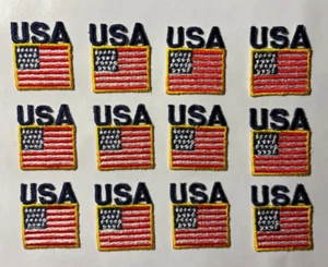american flag USA flag usa flaggold border iron on patch small 1" wide 12 pcs. - Picture 1 of 3