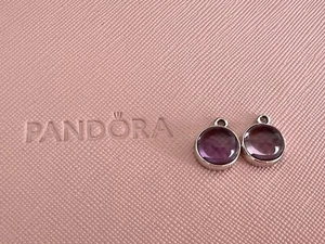 Pandora SSilver Amethyst Disk Compose Earrings 290624AM Authentic Retired & Rare - Picture 1 of 22