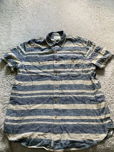 Lucky Brand Men Classic Striped Linen Blend Short Sleeve Button-Up Shirt Size L - Picture 1 of 10