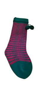 Calza natalizia vintage Kurt Adler anni 80 maglia rosso verde pom pom retrò vacanza - Foto 1 di 6