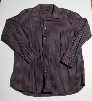 Apt. 9 Men's Dress Shirt; Long Sleeve; Black/Purple Check 2XL; 18.5" Neck; 34" S - Image 1 of 3