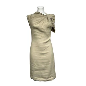 Lanvin Ete 2010 Beige Asymmetric Cotton Short Cocktail Dress Size S - Picture 1 of 4