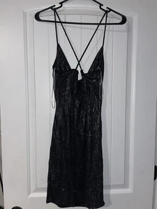 NEW. Triple Seven Black sequin short club/cocktail dress. Size Large - Picture 1 of 3