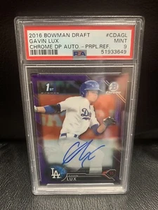 2018 Bowman Draft Autograph Gavin Lux Purple Refractor Auto 53/250 PSA 9 Dodgers - Picture 1 of 2