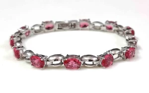 Excellent Ruby Quartz Oval Cut Fashion Jewelry Tennis Bracelet 7" - Picture 1 of 4