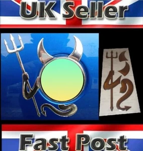 Toyota Aygo Yaris 3D Dome Devil Car Sticker Decal Badge Silver Chrome Graphics - Picture 1 of 1