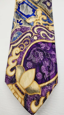 ENRICO COVERI 真丝领带花卉复古 56 x 3 3/4 — 第 1/4 张图片