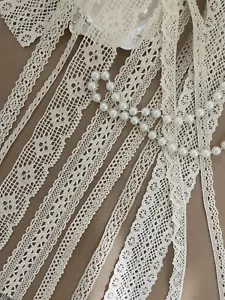 Bordi in pizzo all'uncinetto beige 10 * 1 iarda ottimo per giornale spazzatura decorazione casa abiti bambola - Foto 1 di 11