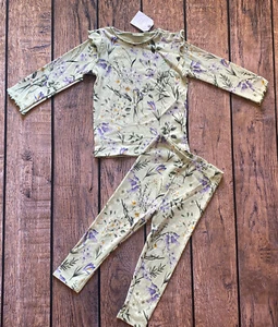 Baby Mädchen 12-18 Monate Next UK mintgrün Blumenmuster Langarm Oberteil & Leggings - Bild 1 von 3