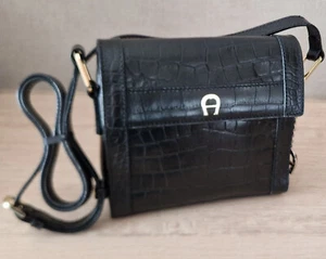 Aigner Damenhandtasche, Echt Leder, Krokoprägung, 19 x 16 x 8 cm, neuwertig - Bild 1 von 8