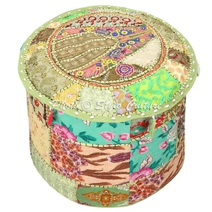 16 in Vintage Patchwork Ottomans Foot Stool Boho Ethnic Pouf Cover Home Decor - Picture 1 of 5