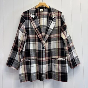 Vintage Fashion Bug Women's Plaid Blazer Size 18/20W Preppy Dk Academia 80s 90s - Picture 1 of 7