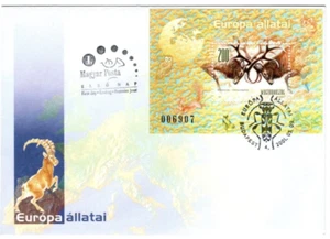 HUNGARY - 2001. FDC S/S - European Animals /Red Deer Mi:Bl.262. - Picture 1 of 1