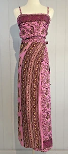 Ale Walls Design Miami 100% Silk 2 Pc Set Cami Tank Top & Wrap Pants Pink Floral - Picture 1 of 16