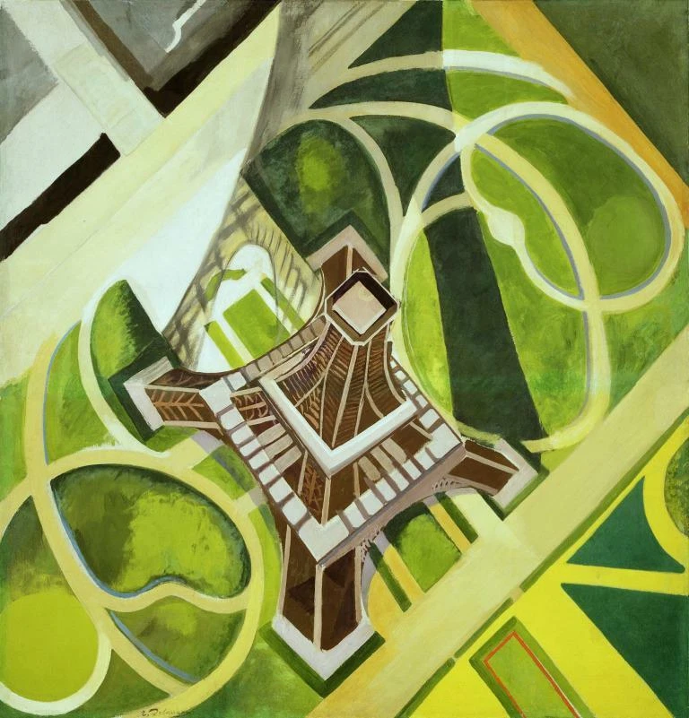 Eiffel Tower & Gardens Art Print  Robert Delaunay Cubist Paris Aerial View 1909 - Image 1 of 1
