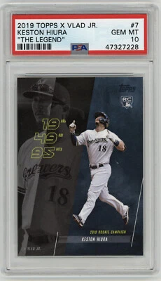 2019 Keston Hiura ROOKIE card Topps X VLad Jr #7 PSA 10 "The Legend" RC Rockies - Image 1 of 2