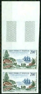 ST.PIERRE & MIQUELON- 1963– BICENT. ARRIVAL OF DANGEAC IMPERF PAIR -VF** - Picture 1 of 1