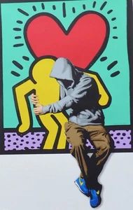Hijack Art "BFF" 2023 Hand signed Mr.Brainwash son Love Graffiti screenprint COA - Picture 1 of 6