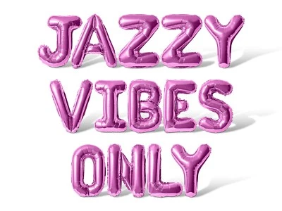 SOLO VIBRACIONES DE JAZZ Letra Globo Banner - Mardi Gras Fiesta Suministros Decoraciones Foto 1 de 4