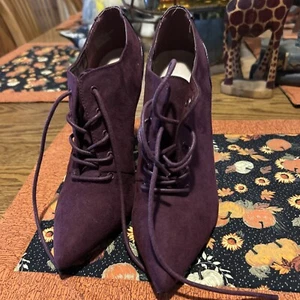 Just Fab Purple Suede Platform Lace Up Stilettos Heels Women's Shoes - 8 - Picture 1 of 6